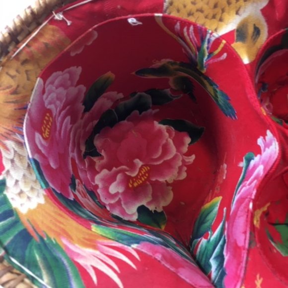 VTG Woven Wicker Tea Picnic Basket Hinged Padded Fish Clasp Double Handles - Picture 12 of 16